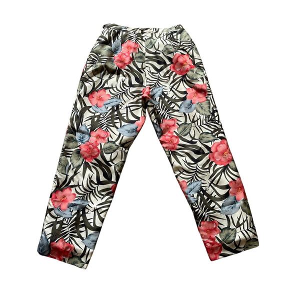 Silkland Womens/Teens Silk Pants Size 6 Tropical Floral print Crop/Ankle pants - Picture 2 of 7